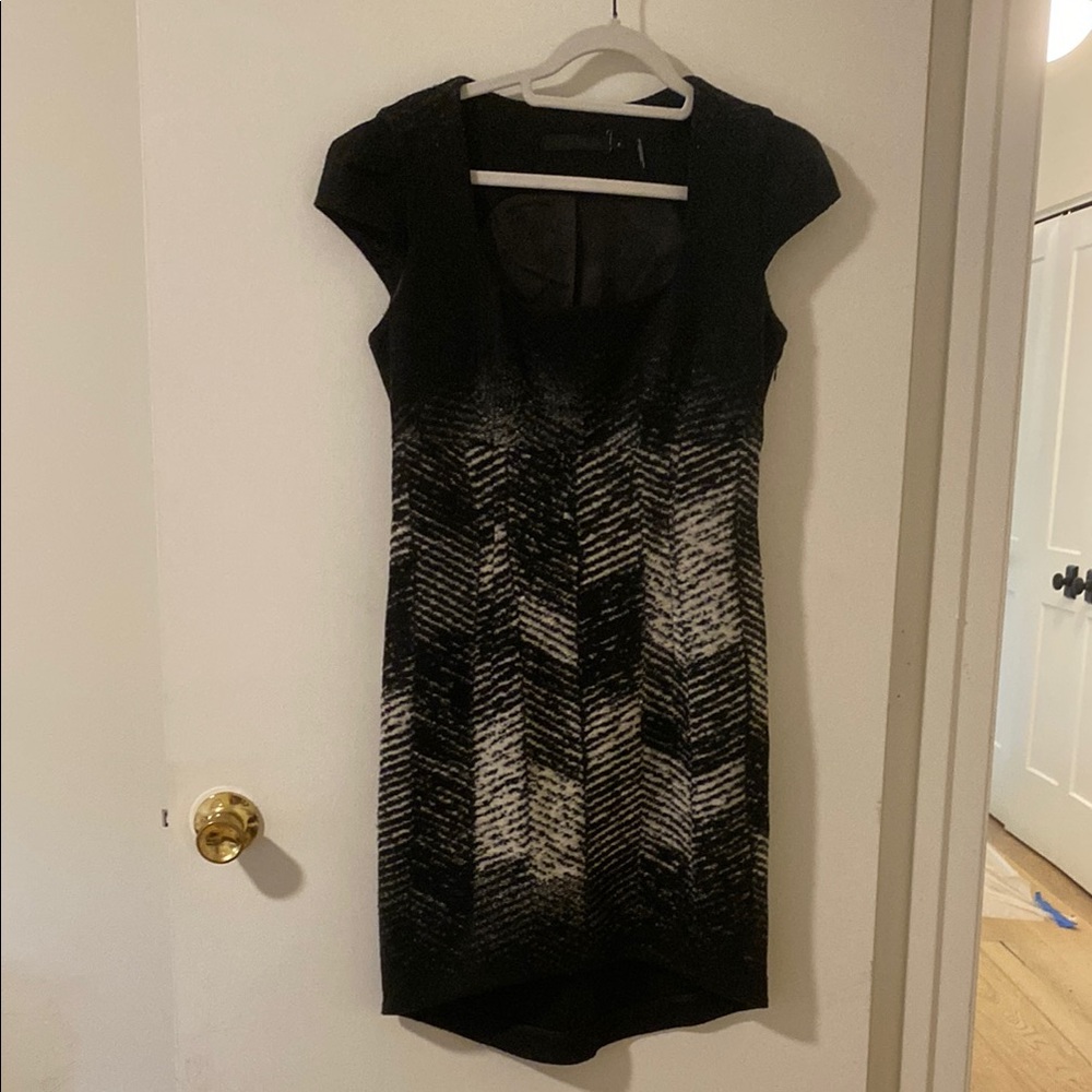 LAMB Black and White Wool Dress